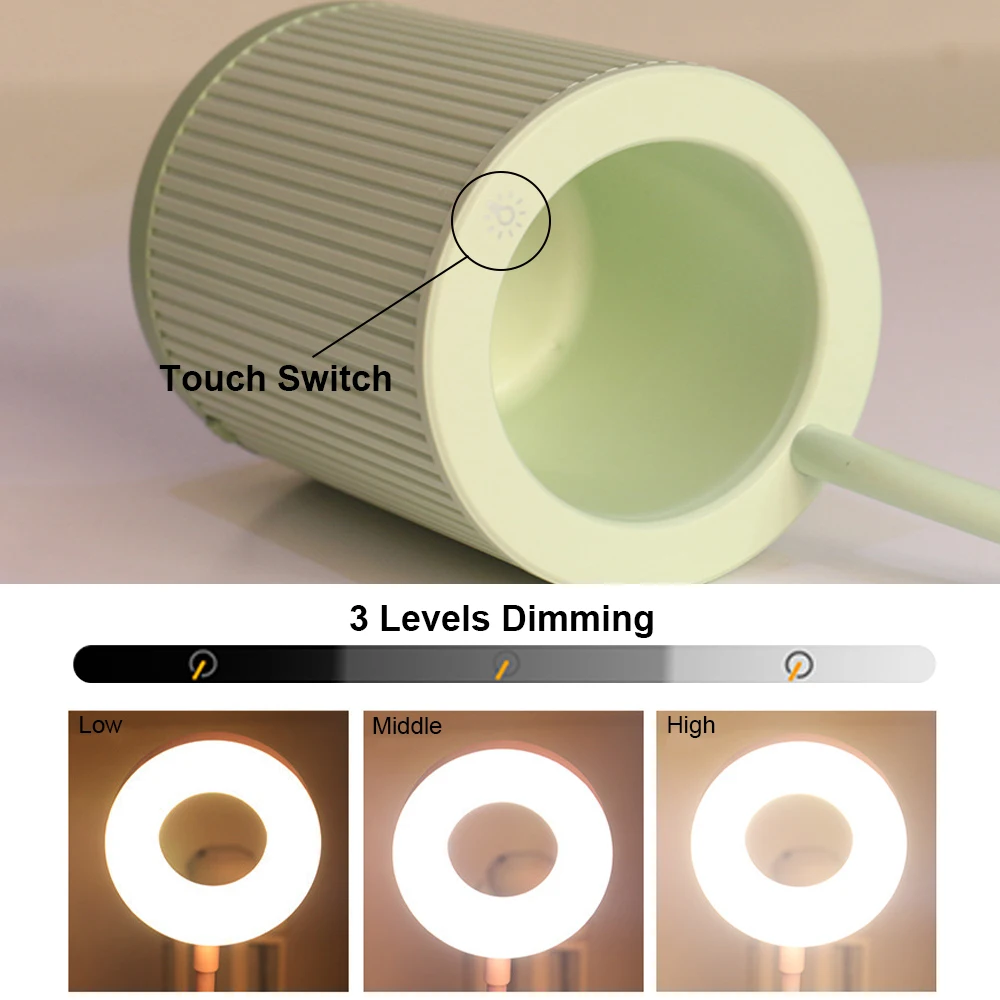 Перезаряжаемая Гибкая светодиодная настольная лампа с держателем для ручки