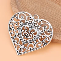 10pcslot tibetan silver large heart charms pendants for necklace jewelry making accessories