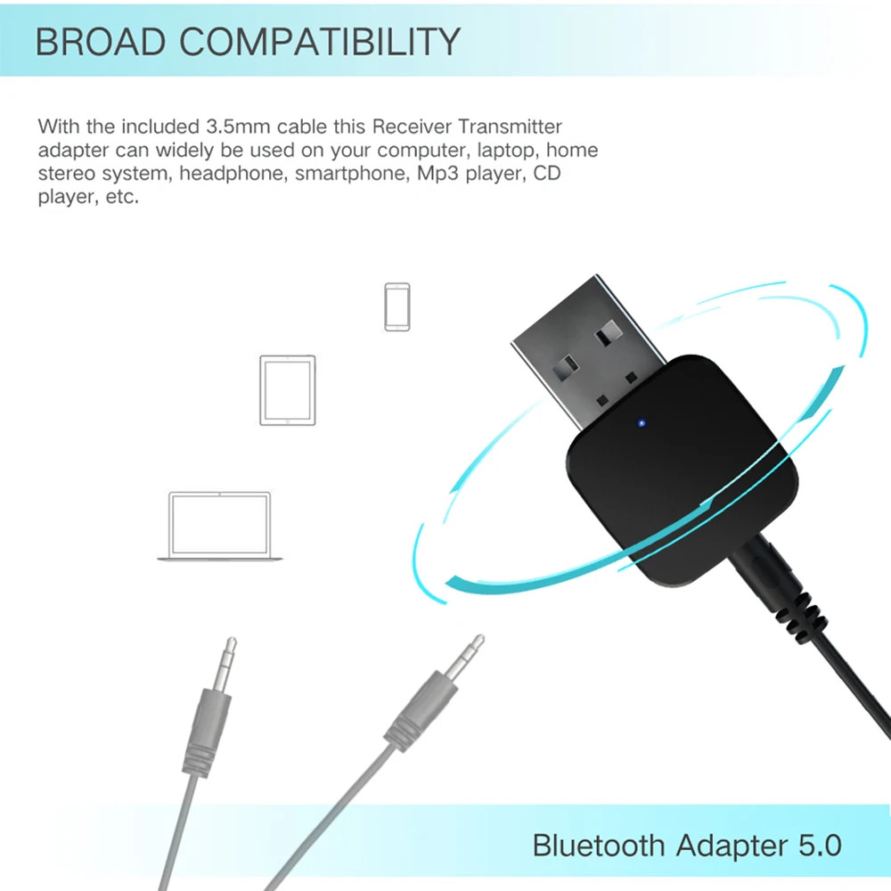 3,5 мм Aux кабель USB V5.0 Bluetooth приемник передатчики аудио музыка стерео адаптер ключ для ТВ ПК bluetooth-динамика наушников