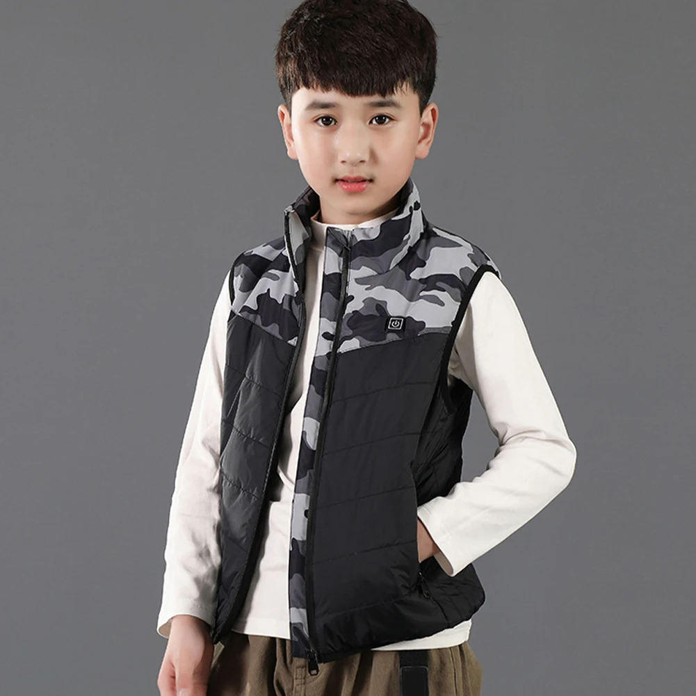 

Boy Girl Soft Washable Kids Heated Vest USB Powered Winter Warm Daily Temperature Adjustable Waistcoat Polyester Outdoor Hiking