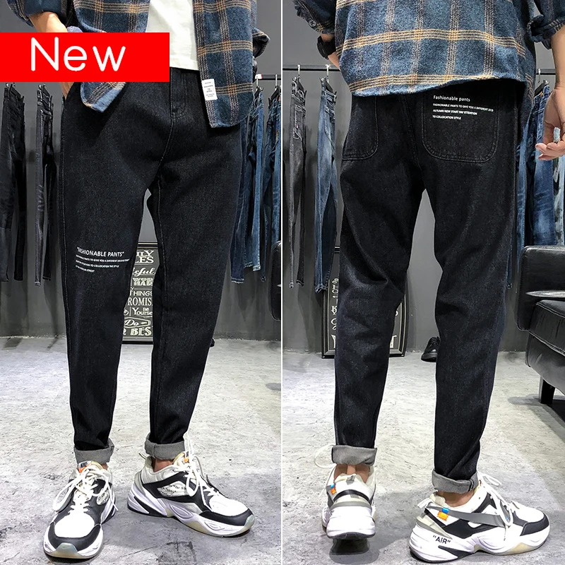 Джинсы мужские с широкими штанинами свободные брюки из денима в стиле хип-хоп