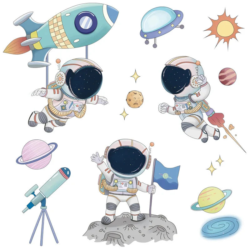

Cartoon Astronaut Wall Sticker for Kids Rooms Decoration Mural Kindergarten Classroom Wall Decor Posters Art Decal Self-adhesive