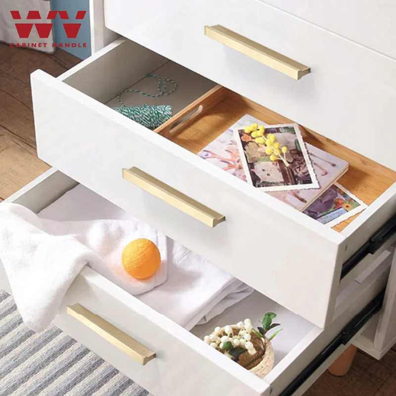 WV Американский матовый золотой черный шкаф ручки T бар алюминиевый кухонный для