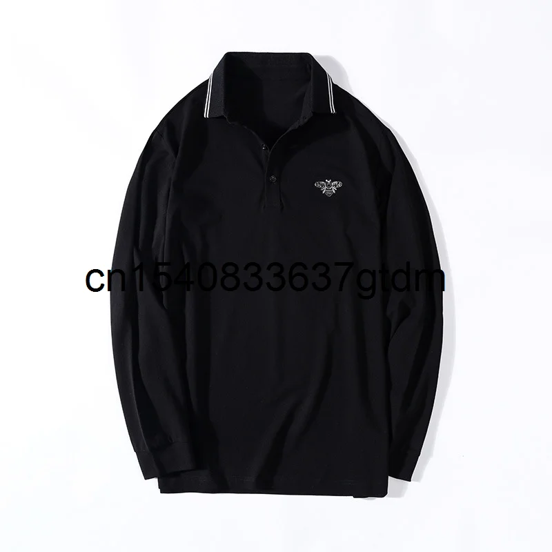 

Men's fat plus size business casual Lapel long sleeve T-shirt