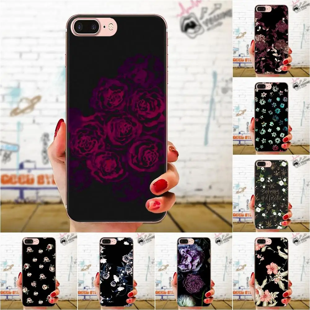 Soft Transparent Cover For Sony Xperia Z Z1 Z2 Z3 Z4 Z5 compact Mini M2 M4 M5 T3 E3 E5 XA XA1 XZ Premium Black Flower | Мобильные