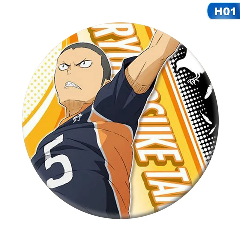 

2020 New !!Arrival Anime Haikyuu!! Brooch 58MM Metal Badge Bag Pendant Accessories