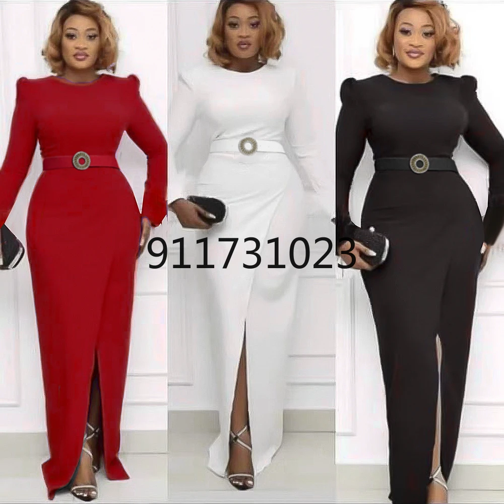 African Evening Party Dress Long Sleeve High Waist Women's Elegant Dashiki Sexy Slit Dresses Outfit Office Ladies Clothing |
