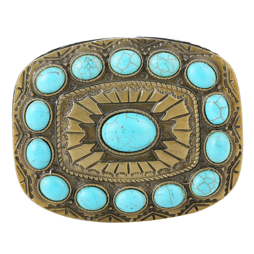 Винтажная ковбойская Бирюзовая пряжка с бусинами женская синяя классическая