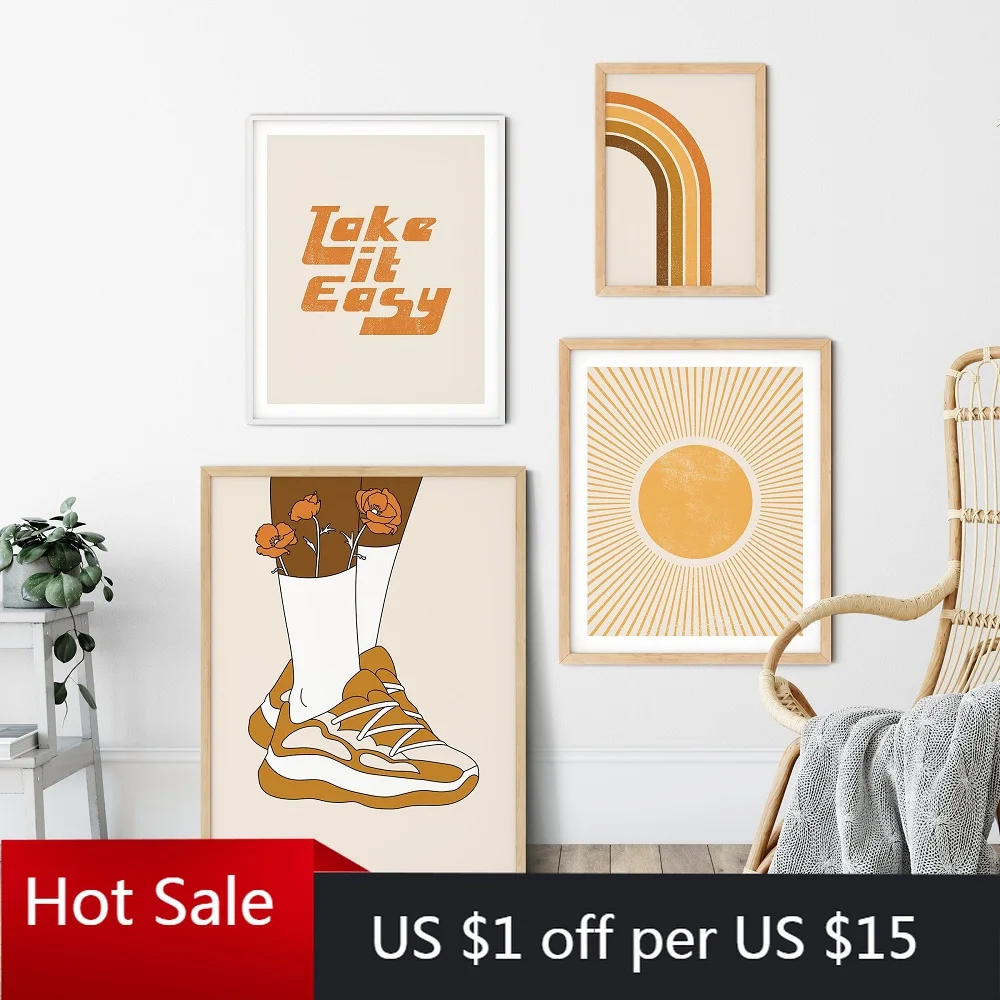 Картина на холсте в стиле ретро художественные принты 1970s радужная обувь галерея