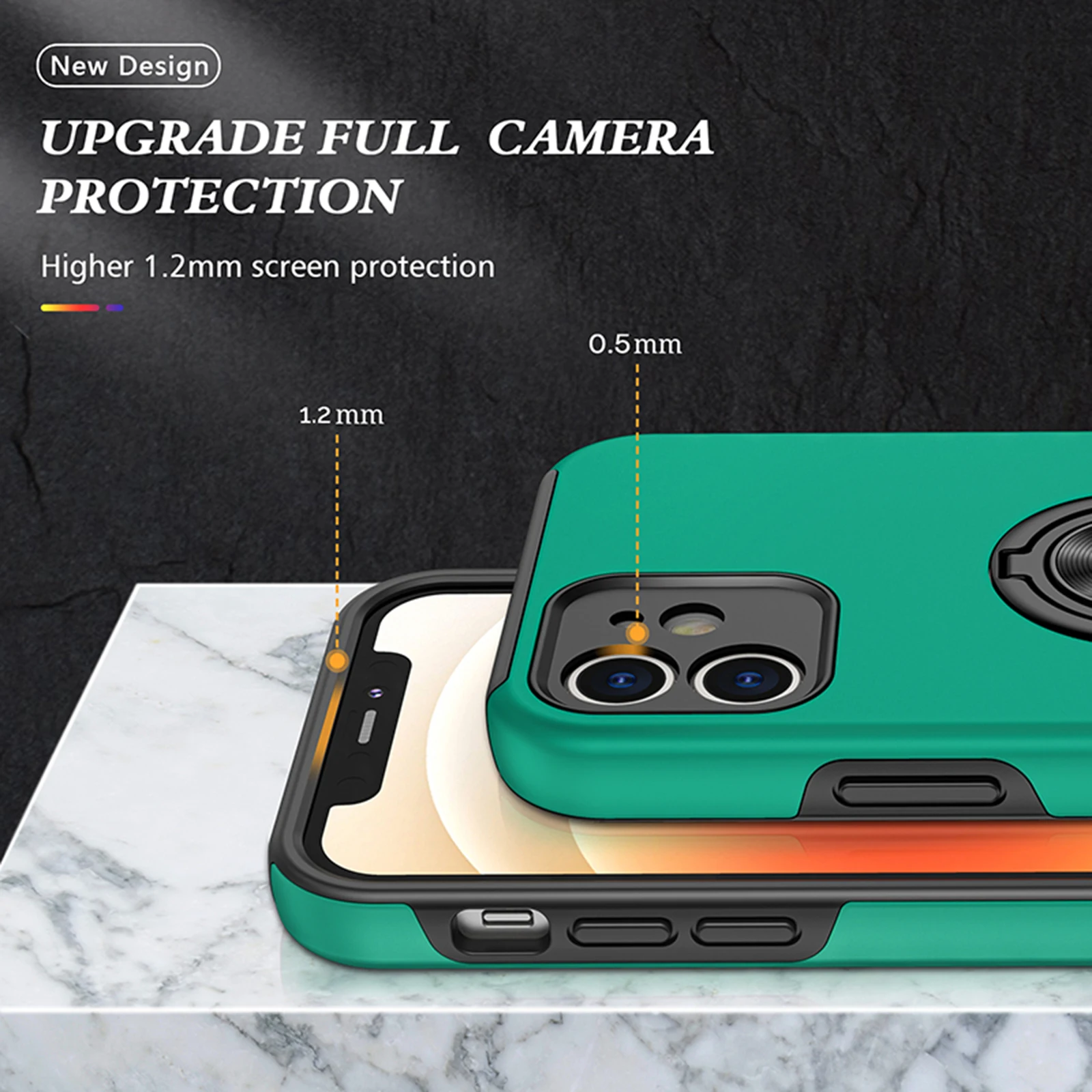 ZSHOW TPU Case for iPhone 13 Pro Max SE 2020 11 12 Pro Max XR XS Max Case for Man - PC Back with Magnet Ring Holder Shockproof