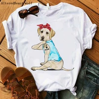 labrador dog t shirt women harajuku new fashion bandana printed tshirt i love mom summer short sleeve o neck t shirt female 90s