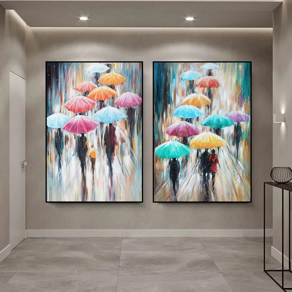 Абстрактное искусство ходьба под дождем холст художественные принты и постеры