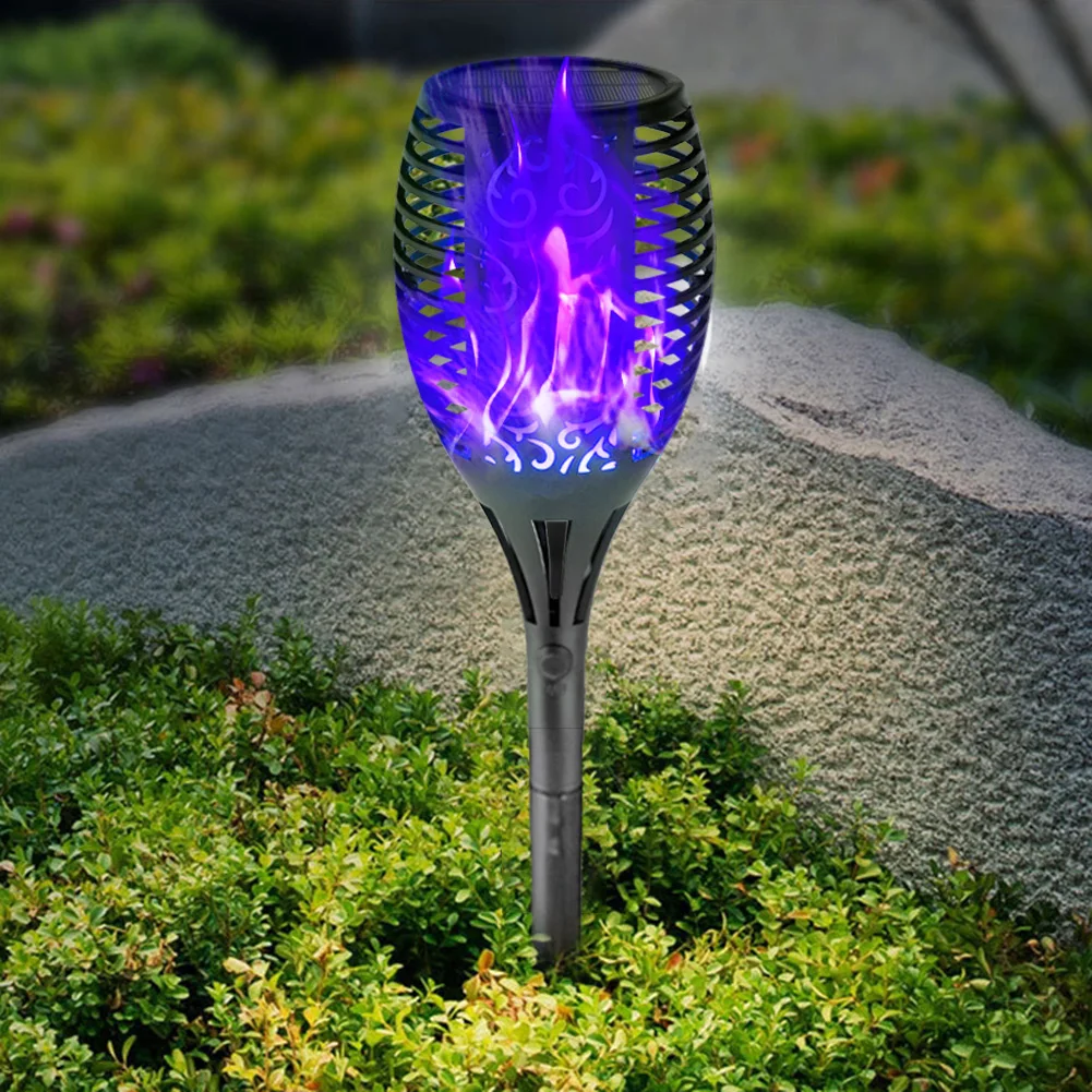 

1/2/4/6/8 Pcs Solar Power Torch Flickering Flames 12 LED Flame Torch Light Solar Powered Garden Path Plug-In Decoration Lamp