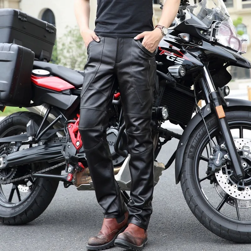 2020 Новое поступление мужские брюки модные натуральная кожа обтягивающие