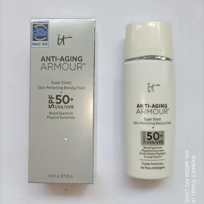 

NEW Anti-Aging Armour Tinted Sunscreen SPF 50+ Super Smart Skin-Perfecting Beauty Fluid Foundation Primer It Cosmetics+GIFT