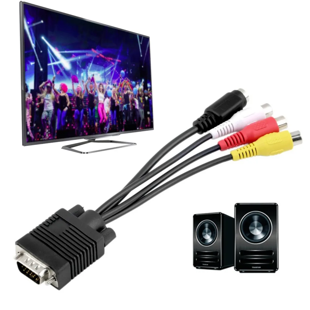 

hot new 1pc 3 RCA Female Converter Cable New VGA to Video TV Out S-Video AV Adapter Wholesale
