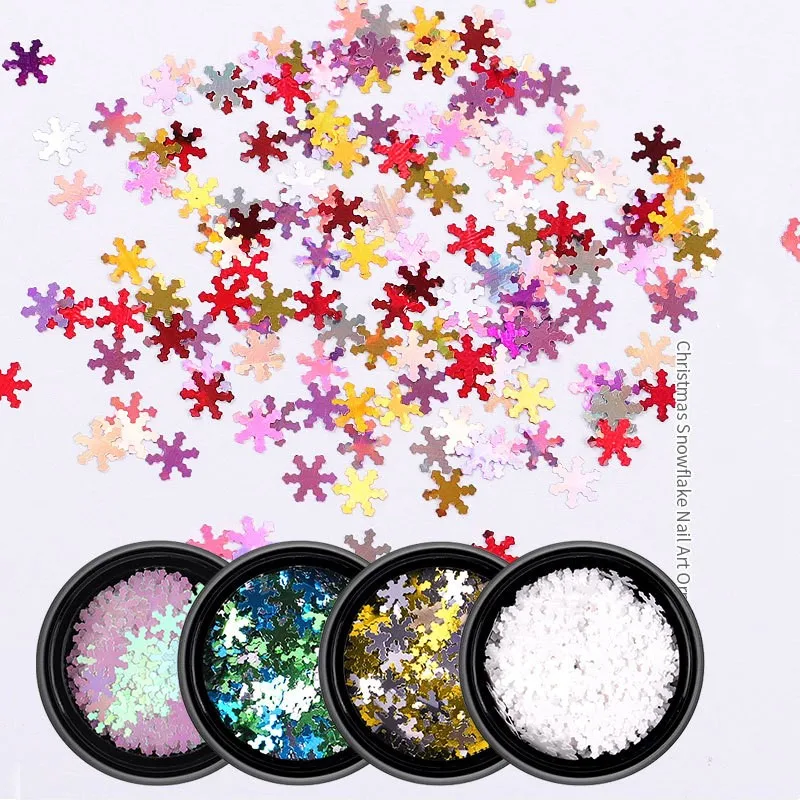 

6 Jars/Set Holographic Nail Glitter Flakes 3D Christmas Sequins Paillette Powder Charm Nail Art Decorations Manicure Tools GF19