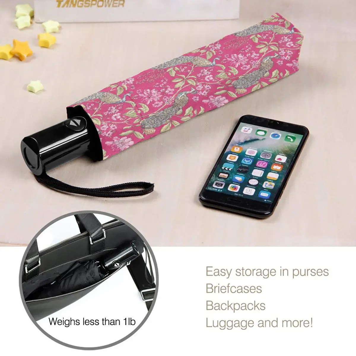 

Peacock Floral Windproof Automatic Folding Inverted Umbrella Portable Paraguas for Man Woman