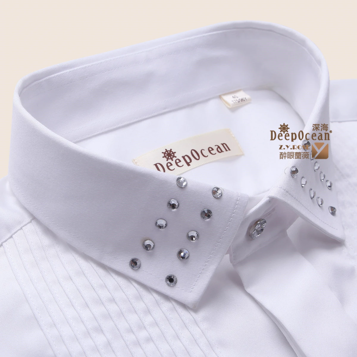 

DEEPOCEAN Men's Long Sleeve Shirt Diamond Wedding Business Slim Fit Shirt