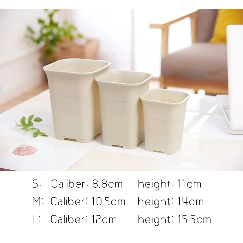 Квадратный толстый матовый декоративный цветочный горшок Para Черный Белый