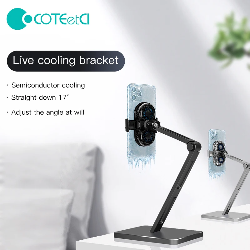 

2021 Mobile Phone Cooler Semiconductor Radiator Cooling Fan Mute Stretchable Game Pad Holder Bracket Double Fan For Smartphone