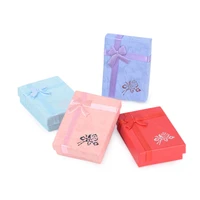 12 pcs mixed color cardboard jewelry boxes for necklace bracelet rectangle paper organizer storage gift box with bowknot