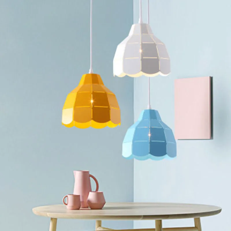 

Nordic style iron color pendant light colorful shade iron wood lamp hang lighting living dinning room restaurant hotel