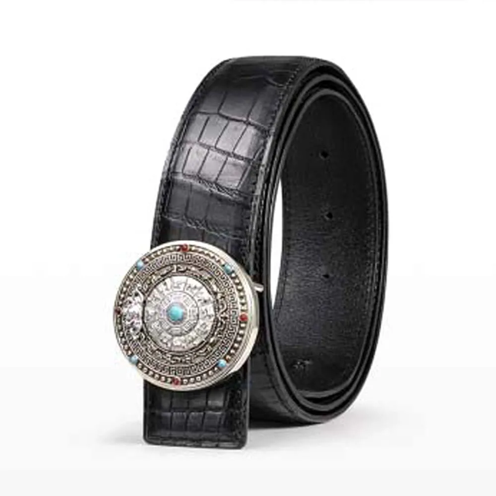 menggeka new crocodile leather men belt  male  Sterling silver buckle Young and middle-aged  male belt  crocodile male belts