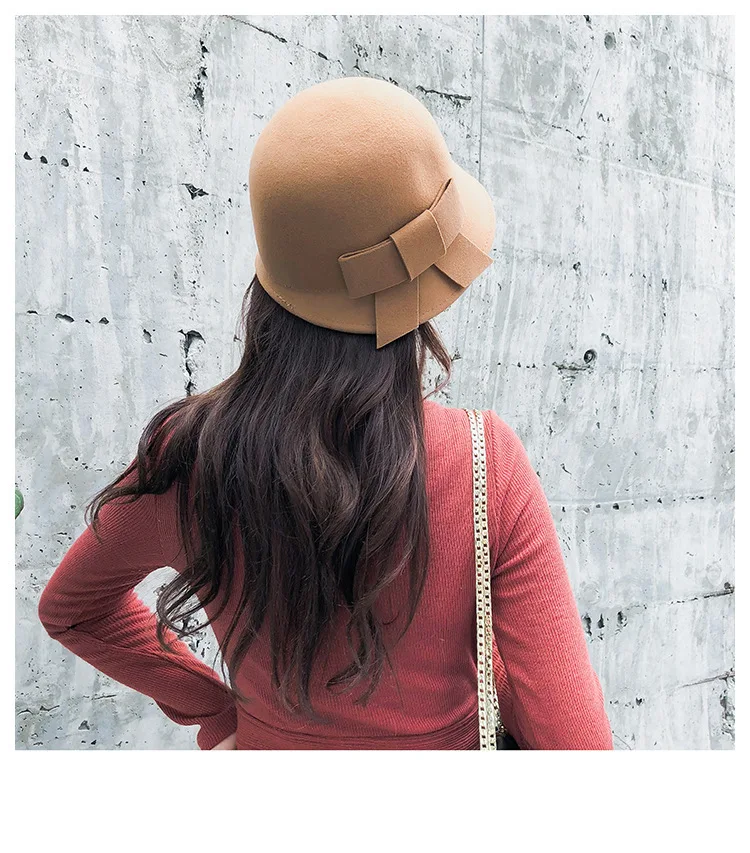 Женская Банкетная Шляпка из 100% шерсти зимняя фетровая шляпка с бантом подарок