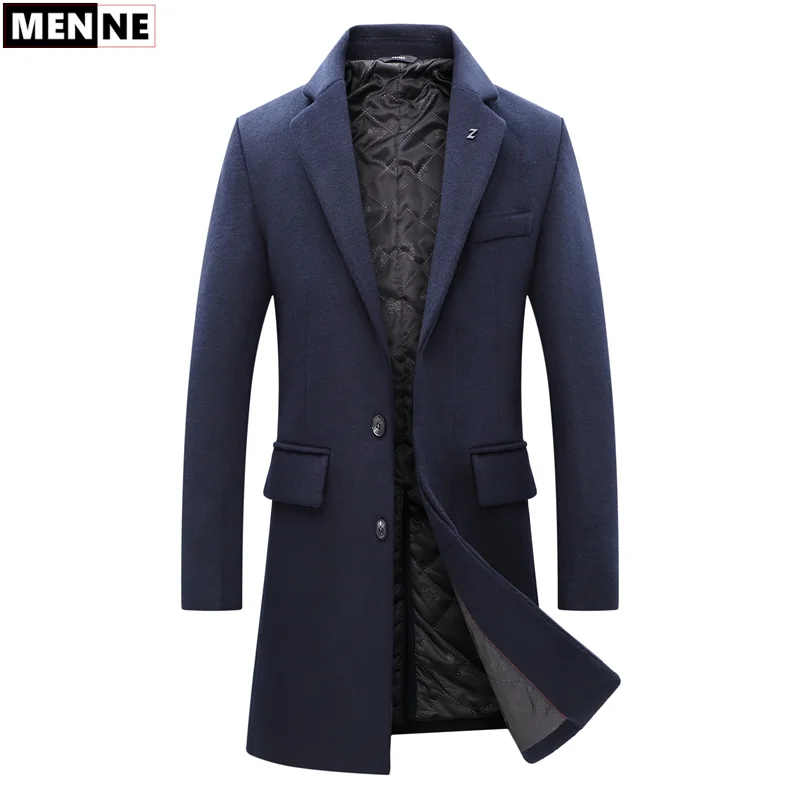 

MENNE mens winter jacket Business casual thicken warm woolen coat mens jacket Mid-length Non-iron treatment