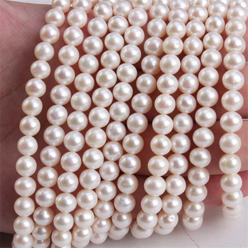 Free shipping 3A HIgh quality zhiji freshwater pearls strands 3mm-11mm white color Natural color round shape pearls Necklace