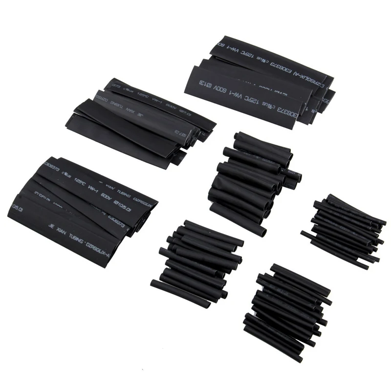 127Pcs Black Glue Weatherproof Heat Shrink Sleeving Tubing Tube Assortment Kit Electrical Connection Wire Wrap Cable | Обустройство