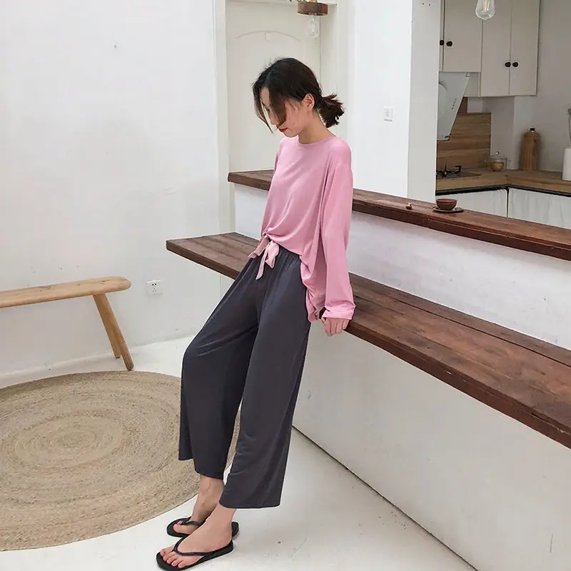 Пижамный комплект из модала с длинным рукавом женские брюки 2 предметов крутая