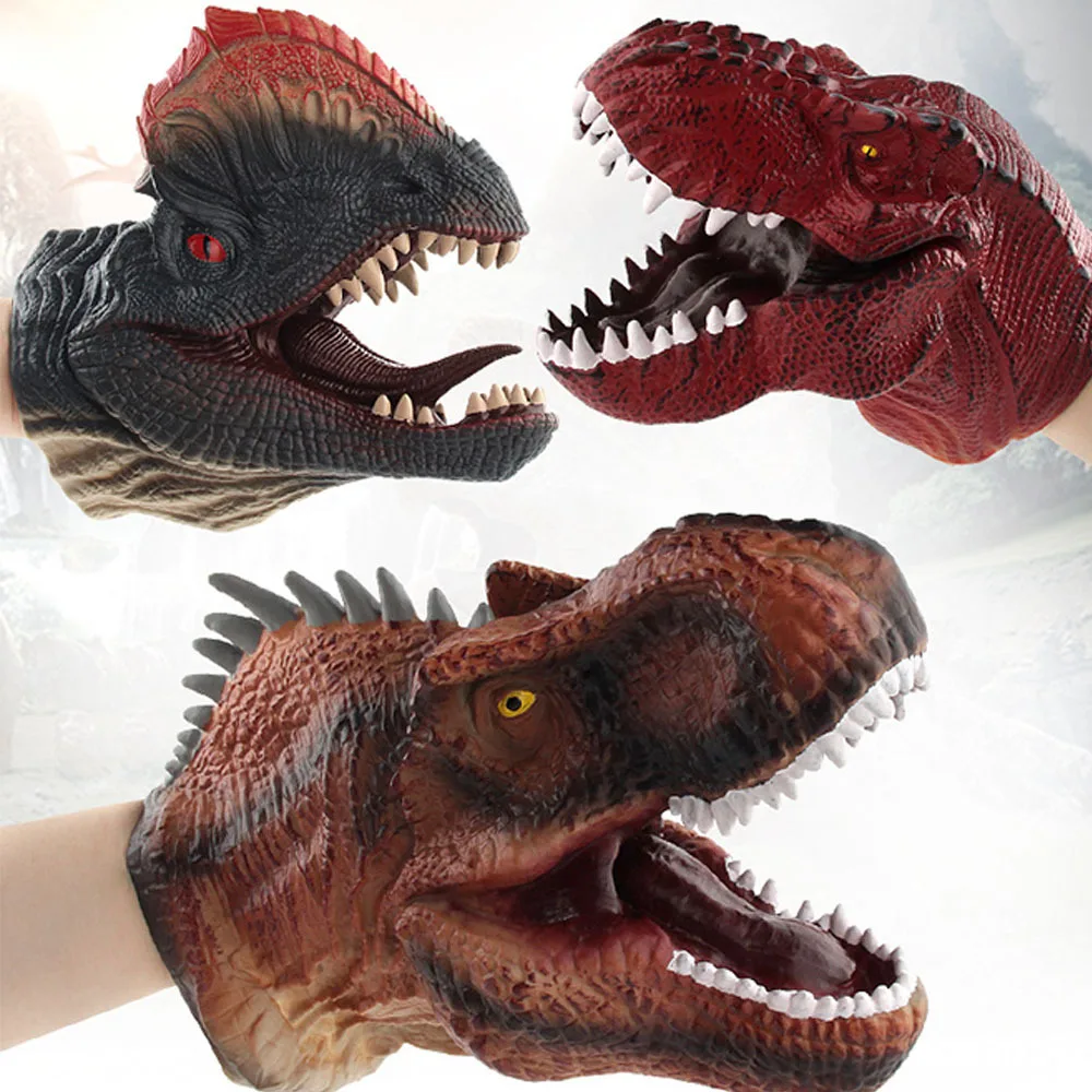 Дикие животные голова ручной кукольный крокодил Юрского Периода Динозавры T-Rex мягкие виниловые перчатки из ПВХ фигурка модель игрушки Дети Рождественский подарок