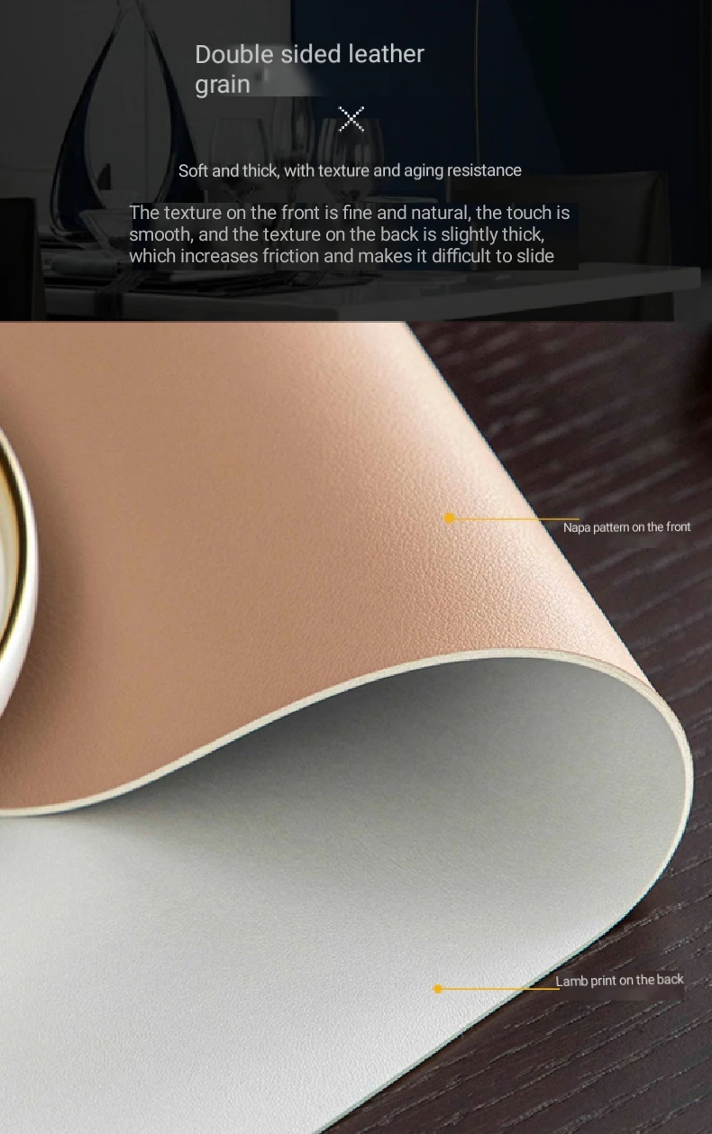 

Leather double-sided tablecloth waterproof and oil-proof wash free Nordic coffee table mat solid color table mat PVC leather