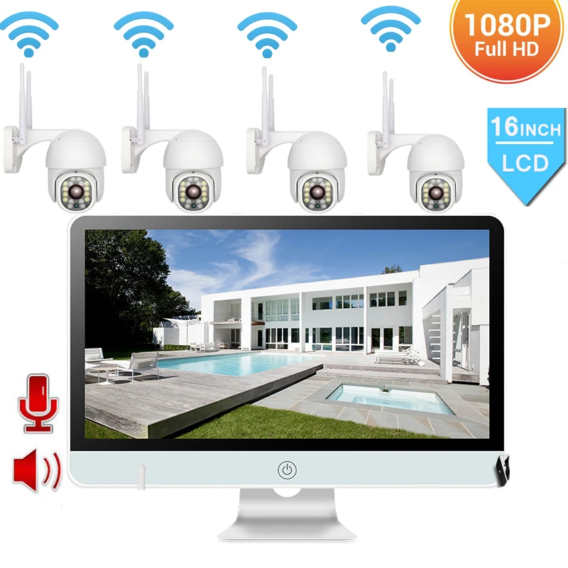 Беспроводная 2MP CCTV система 16 &quotLCD NVR комплект наружная P2P Wifi IP камера безопасности