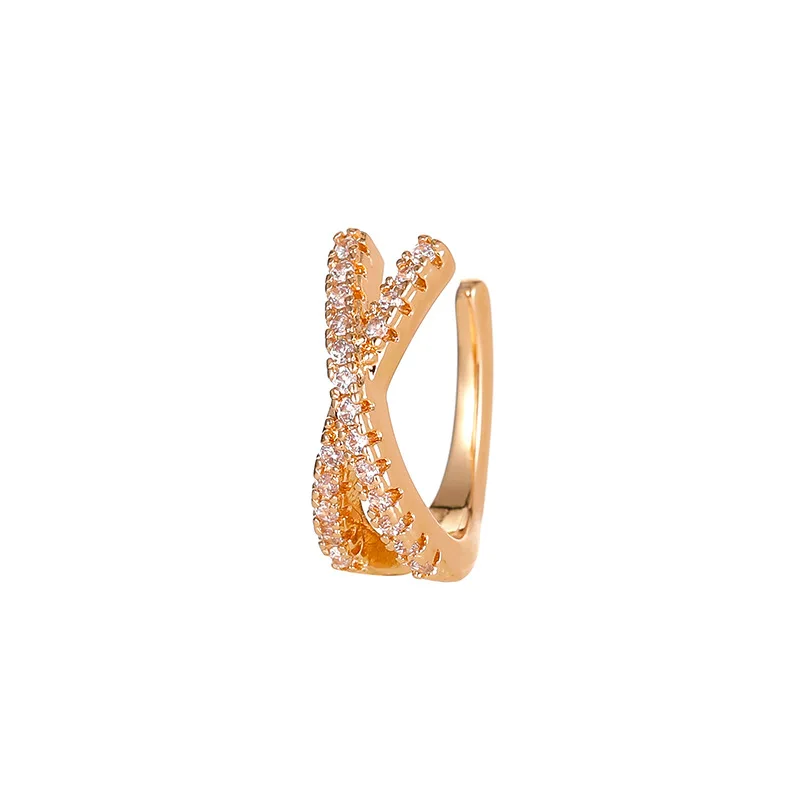 

Fashion Non-pierced Cross Ear Clip Personality Cubic Zirconia Crystal Ear Clip Woman Gift Jewelry Wholesale