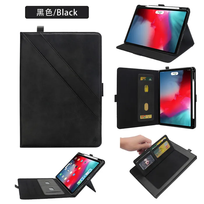 Черный Для iPad Pro 11 чехол с держателем карандаша,(поддержка зарядки карандаша) кошелек Многофункциональные Чехлы съемный слот для карт filp - Цвет: Черный