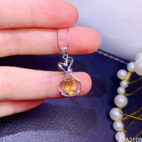 fine jewelry 925 sterling silver inlay with gemstone women popular fashion fresh citrine pendant necklace support detection