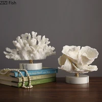 modern white simulation coral furnishing marble base living room countertops exquisite resin crafts home decoration wedding gift