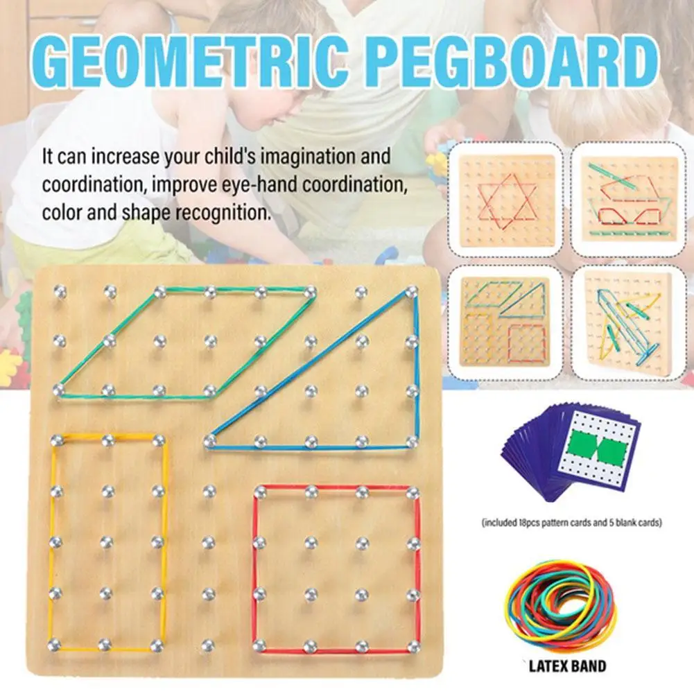 

Kawaii Rubber Toe Nail Geoboard With Cards Math Learning Education Band Make Kids Different To Shape Use Toy Nail Rubber Board