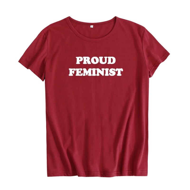 Proud Feminist T Shirt 2018 New Arrival Text Printed Hipster Women tshirt Harajuku Slogan Tee Femme Black White | Женская одежда