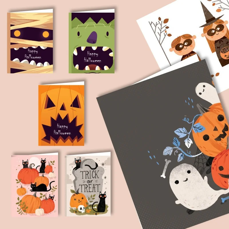 6 шт./лот 3D Творческая поздравительная открытка на Хэллоуин мультяшная