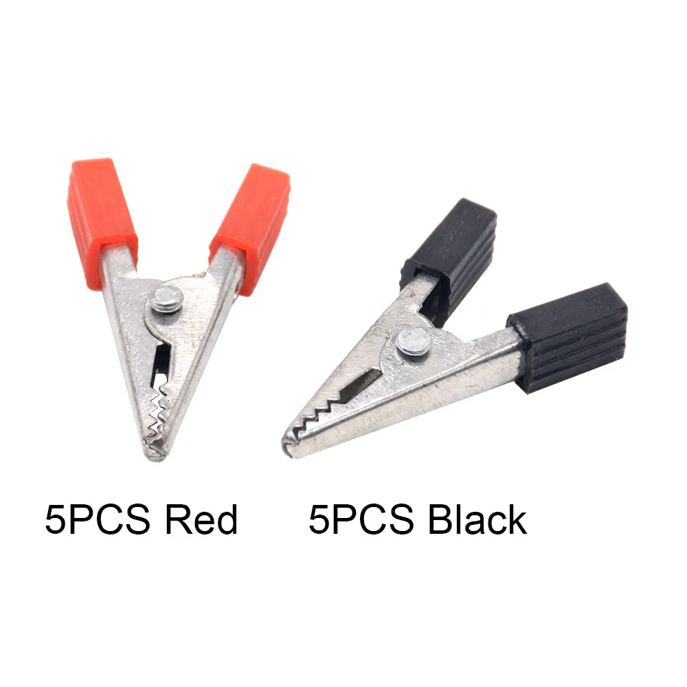 5PCS Red 5PCS Black 10 шт. изолированные зажимы типа "крокодил" пластиковая ручка кабель свинца тестирование металлический зажим типа крокодил Захваты 35 мм длина - Цвет: 5PCS Red 5PCS Black