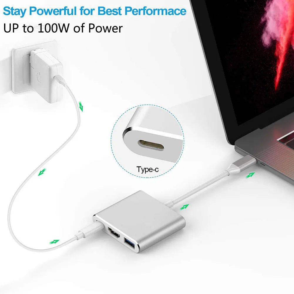 

Muti-Ports USB 3.1 Type C To HDMI-Compatible USB 3.0 HUB USB-C Multi-Port Adapter Cable For Asus Xiaomi Lenovo Huawei HTC LG