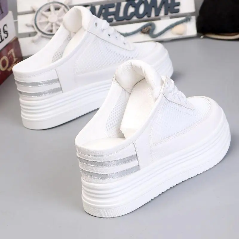 Женские летние тапочки Полые Дышащие полутапочки на толстой подошве|Тапочки| |