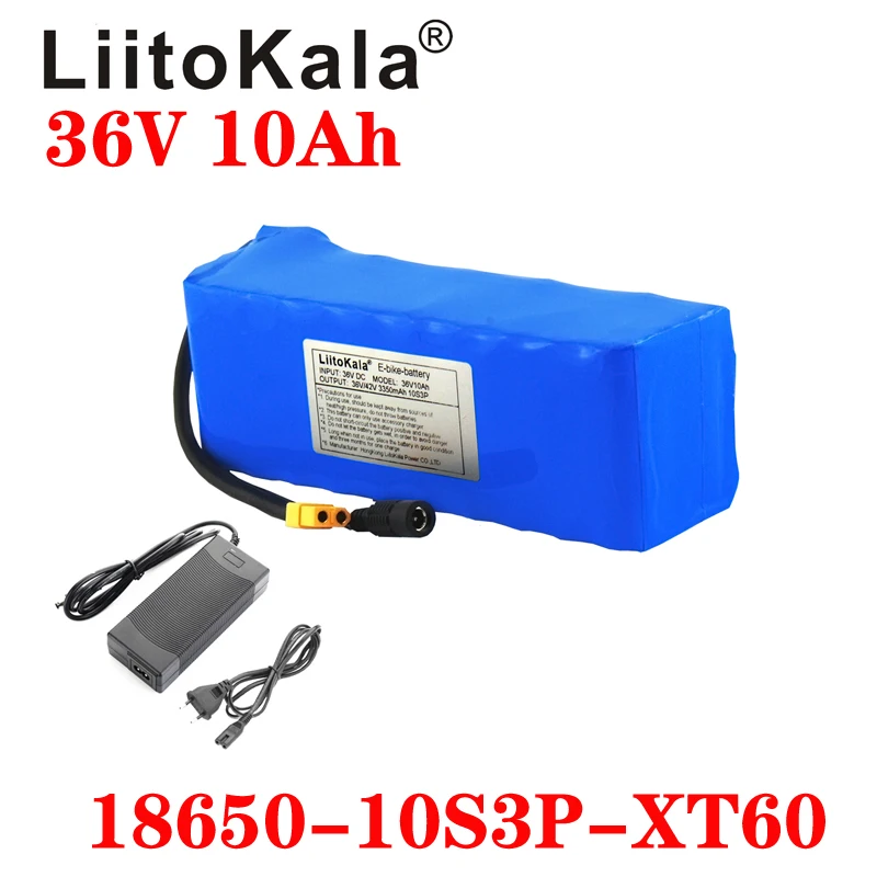 

LiitoKala 36V battery 36V electric bike battery 42V 10AH 18650 battery for motorcycle Scooter with XT60 plug and 42V2A charger