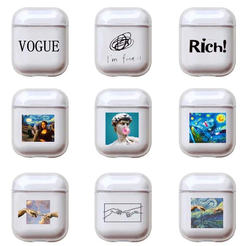 Жесткий чехол с мультяшными буквами для Apple Airpods 2 Роскошный прозрачный Bluetooth