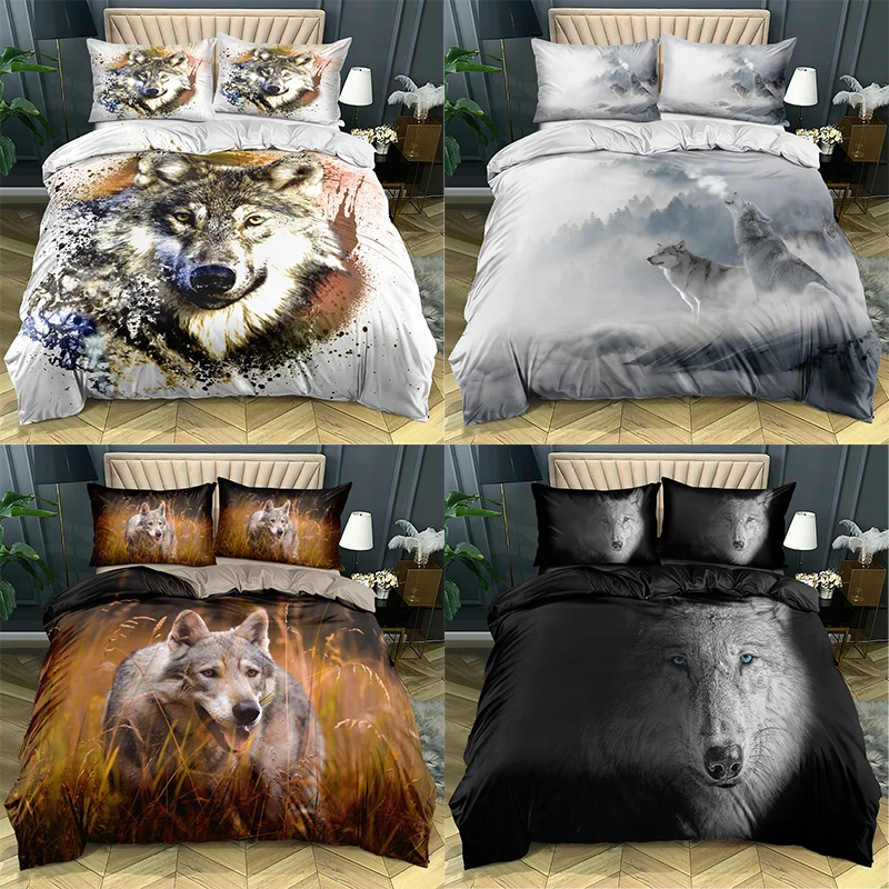 

3D Wolf-2 Duvet Cover Pillowcases 2-3pcs Single Twin Full Queen King Size Bedding Sets Home Textiles All Seasons Used