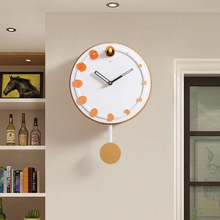 

Minimalist White Wall Clock Silent Pendulum Cuckoo Modern Rustic Wall Clock Wood Design Reloj De Pared Living Room Decor EI50WC